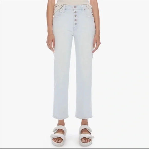 MOTHER The Pixie Tomcat Ankle Button Fly Jeans Pina Colada Paradise Size 25 - Picture 7 of 15